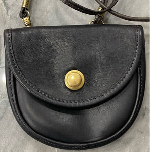 Vintage Authentic Coach Black Leather Mini Crossbody Belt Bag 1980's
